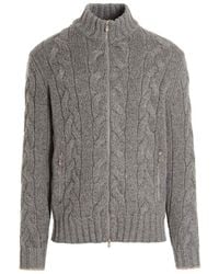 Brunello Cucinelli - Wool Cable Knit Zip Sweater "Light" Brun2879" - Lyst