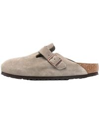 Birkenstock - Boston Soft Footbed "Suede Taupe (Narrow Fit) 0560773" - Lyst