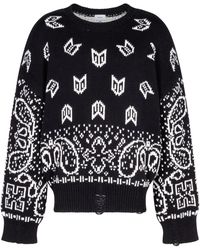 Rhude - Cotton Knit Bandana Print Crewneck Sweater Rhfw20Sw000000170015" - Lyst