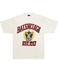 Balenciaga - College Crest Logo Short Sleeve T-Shirt "Dirty" 739784 Tovk1 9012" - Lyst