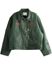 PALY - I Am Not Ashamed Leather Work Jacket 7U006Q1010Grn" - Lyst