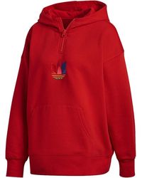adidas - Adicolor 3D Trefoil Half-Zip Hoodie "Scarlet Gd2247" - Lyst