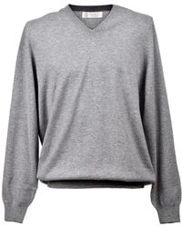 Brunello Cucinelli - V-Neck Cashmere Sweater "Light" Brun1159" - Lyst