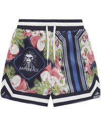 A Bathing Ape - Label Silk Shorts 1I20153009" - Lyst