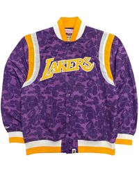 A Bathing Ape - Mitchell & Ness Lakers Warm Up Jacket Bmnlwujp" - Lyst