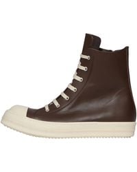 Rick Owens - Temple Ramones Sneaker High Leather "Macassar/Milk" Ru01F2890 Lco 5311" - Lyst