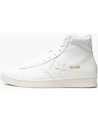 Converse - Pro Leather Mid "triple White" Shoes - Lyst