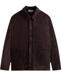 Kith - Ladder Stitch Suede Boxy Collared Overshirt Khm032333 244" - Lyst