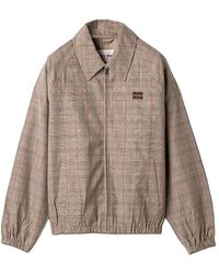Miu Miu - Prince Of Wales Checked Jacket "Tobacco" Ml1575 1949 F0005" - Lyst