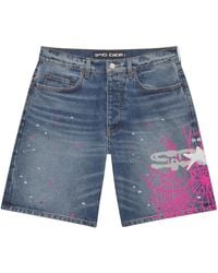 Sp5der - Heavy Web Denim Short "Light Wash" 508" - Lyst