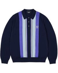 Palace - Fred Perry Long Sleeve Knitted Shirt "Peacoat" P0177" - Lyst
