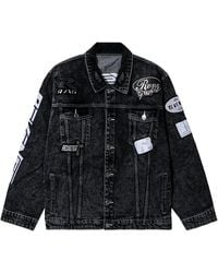 REVENGE - Moto Patch Denim Jacket "Washed" Rev0048" - Lyst