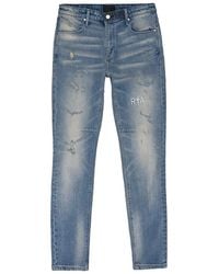 RTA - Light Wash Distressed Skinny Jeans Xjns 0007" - Lyst