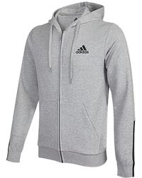 adidas - Essentials Doubleknit Cut 3-Stripes Full-Zip Hoodie "Medium Heather H12214" - Lyst