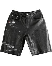 PALY - Holy Mountain Painted Leather Double-Knee Shorts 5U011Q1010Blk" - Lyst