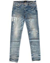 Amiri - Distressed Logo Jeans "Clay" Ps23Mds007 408 Clay" - Lyst