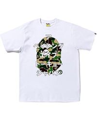 A Bathing Ape - Abc Camo Japanese Letters T-Shirt 1I80 110 050 Wht Grn" - Lyst