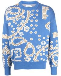 Rhude - Bandana Knit Crewneck Tan Creme" Rhps23Sw02822190" - Lyst