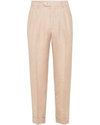 Brunello Cucinelli - Wool Linen Tailored Trousers "Papaya" Brun858" - Lyst