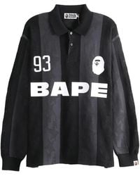 A Bathing Ape - Stripe Pattern Jacquard Multi Logo Relaxed Fit Long-Sleeve T-Shirt 1M30111311 Blk" - Lyst