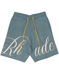 Rhude - Knit Script Shorts "Sage" Ps23Sh128221841184" - Lyst