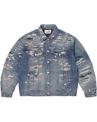 Supreme - Mm6 Maison Margiela Distressed Selvedge Denim Trucker Jacket "Ss26 - Lyst