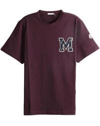 Moncler - Cotton Jersey Monogram T-Shirt "Burgundy" Mon88" - Lyst