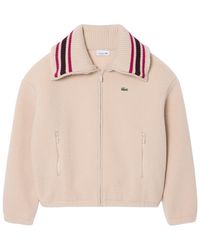 Lacoste - Oversized Striped Ribbed Collar Sherpa Jacket Sf8330-51-S69" - Lyst