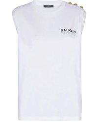 Balmain - Logo-Detail Sleeveless Tank Top Ef6Ed002Bb04 Gab" - Lyst