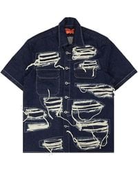 Who Decides War - Distressed Denim Short Sleeve Shirt 2637 100000104Dws" - Lyst