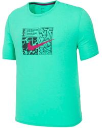 Nike - Dri-Fit Miler Dye Short Sleeves T-Shirt "Light Menta/Dynamic Berry" Dq6508 369" - Lyst