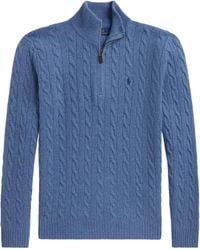 Polo Ralph Lauren - Cable Knit 1/4 Zip Pullover Sweater Borage Heather" 710876766501" - Lyst