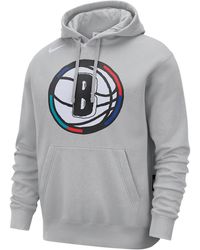 Nike - Nba Fleece Pullover Hoodie "Brooklyn Nets Club City Edition" Fz0588 007" - Lyst
