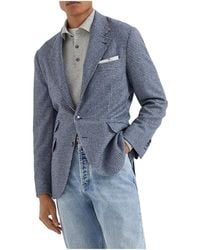 Brunello Cucinelli - Wool Blend Patterned Blazer "Denim" Brun2973" - Lyst