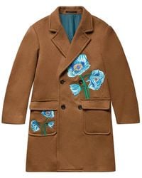 AWAKE NY - Floral Embroidered Wool Overcoat "Mocha" Awk Fw22 Ot007 Mocha" - Lyst
