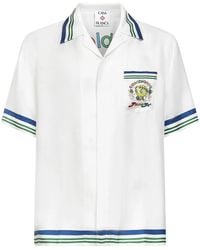 CASABLANCA - Tennis Mascot Silk Twill Shirt Aw25 Sh 003 01" - Lyst