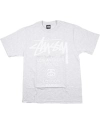 Stussy - World Tour T-Shirt "Ash Heather" Stus307" - Lyst