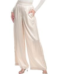 Brunello Cucinelli - Wide Leg Satin Trousers "Ivory" Brun532" - Lyst