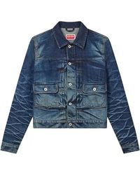 KENZO - Denim Trucker Jacket "Dirty Stone Bleached" Ff65Dv3126I7Dy" - Lyst