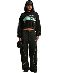Nike - Studio Fleece Medium Weight Cropped Oversized Pullover Hoodie "Total Sail" Iv4952 001" - Lyst