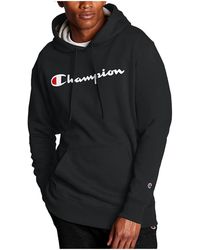 Champion - Powerblend Fleece Hoodie Script Logo Gf89H Y06794Bkc" - Lyst