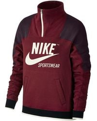 Nike - Sportswear Archive Half Zip Pullover Hoodie "Burgundy 855701 677" - Lyst