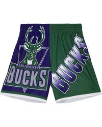 Mitchell & Ness - Big Face Fashion Shorts 5.0 "Nba Milwaukee Bucks" Pshr4351 Mbuyyppppurp" - Lyst