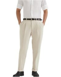 Brunello Cucinelli - Cotton Pleated Trousers "Off" Brun2863" - Lyst