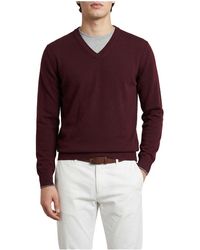 Brunello Cucinelli - Wool V-Neck Sweater "Dark" Brun1618" - Lyst