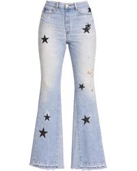 Amiri - Leather Star Recon Flare Jeans "Multi" Y0W01406Rd Mui" - Lyst