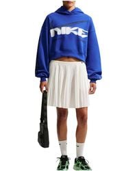 Nike - Studio Fleece Medium Weight Cropped Oversized Pullover Hoodie "Old Royal" Iv4952 417" - Lyst