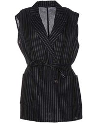 Brunello Cucinelli - Pinstripe Sleeveless Jacket With Belt "Blu Argento" Brun1300" - Lyst