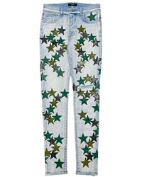 Amiri - Leather Star Patch Jeans "Chemist - Lyst