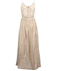Amiri - Cotton Floral Design Voile Maxi Dress "Nude" Amr-Xtps-0019" - Lyst